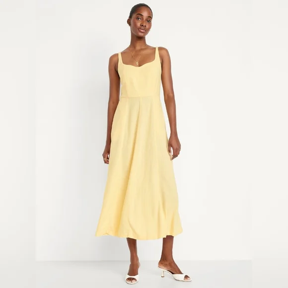Old Navy butter Yellow Midi Dress - Picture 2 of 7